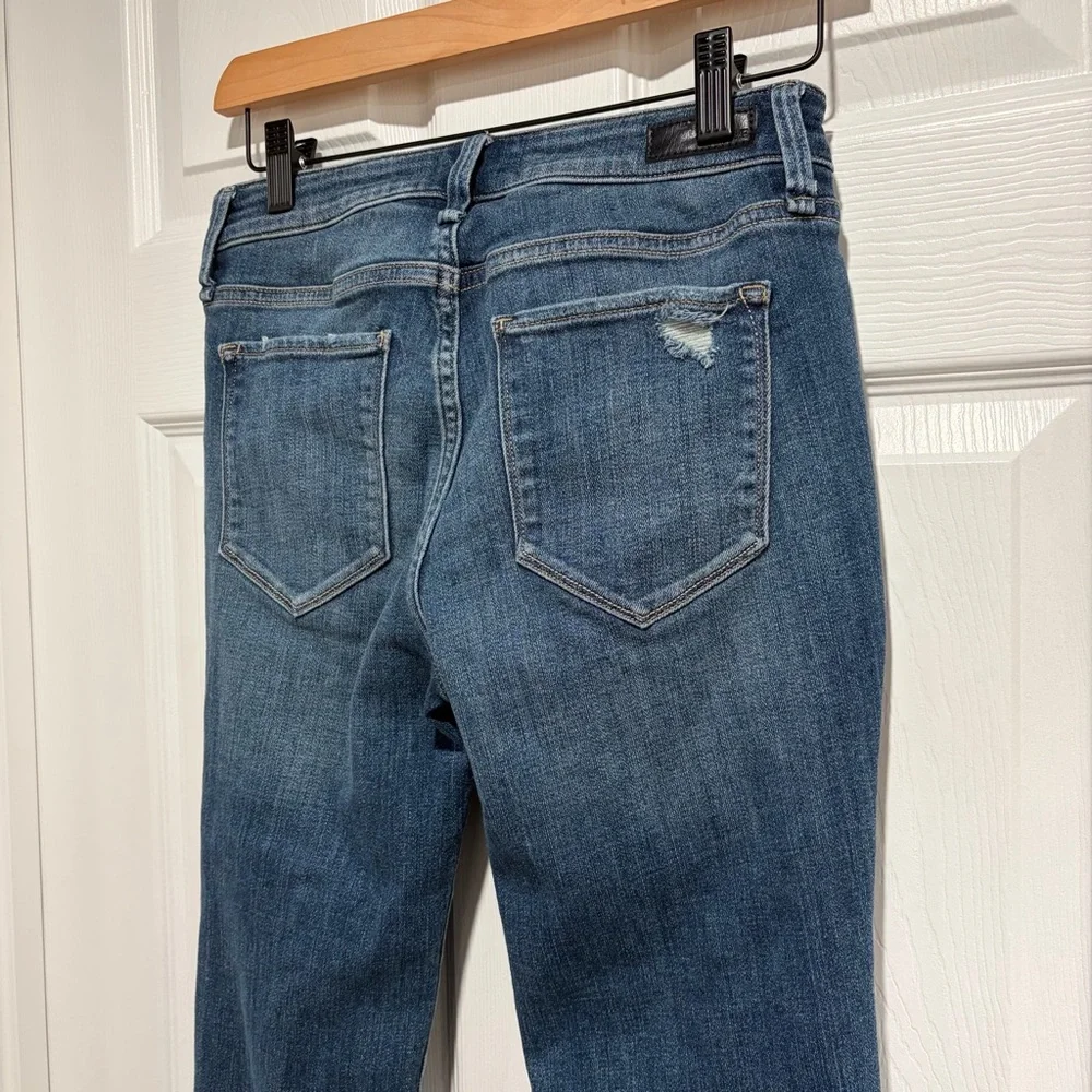 2/$25 Abercrombie & Fitch Blue Distressed Harper Low Rise Skinny Boot Cut Jeans - Picture 5 of 7